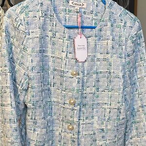 Nanette Lepore Women's Light Blue Tweed Blazer